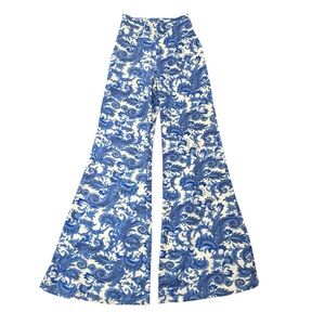 Show Me Your Mumu Pants Eli’s Trousers Paisley Wide Leg Blue White Size Small
